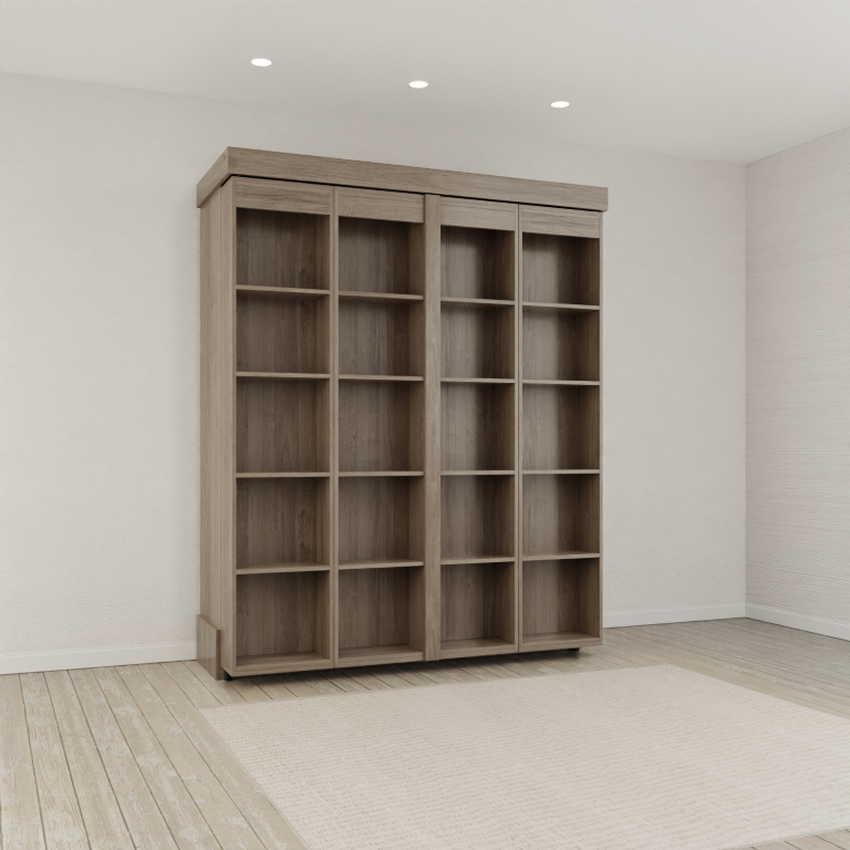 IN STOCK Double/Full Size Boaz BiFold Bookcase Murphy Bed - Monaco Textured Finish