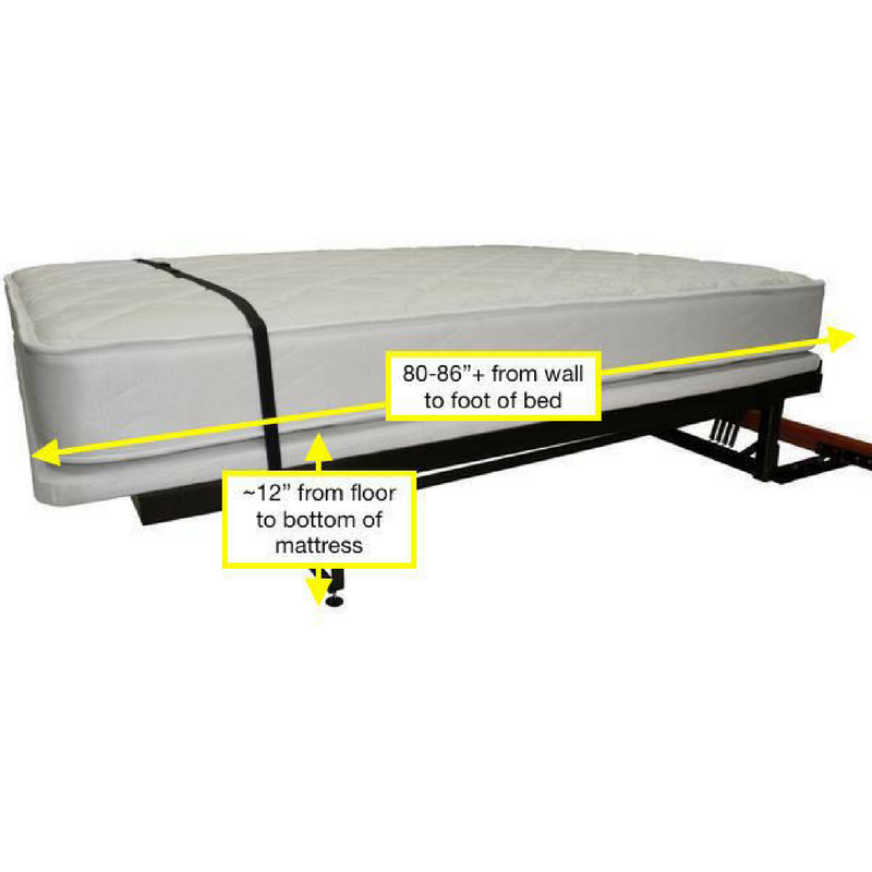 Murphy Door Bed Frame with Mattress Support with dimensions