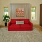 Sofa and Panel Bed Ensemble with color red sofa, front view, bed pulled up